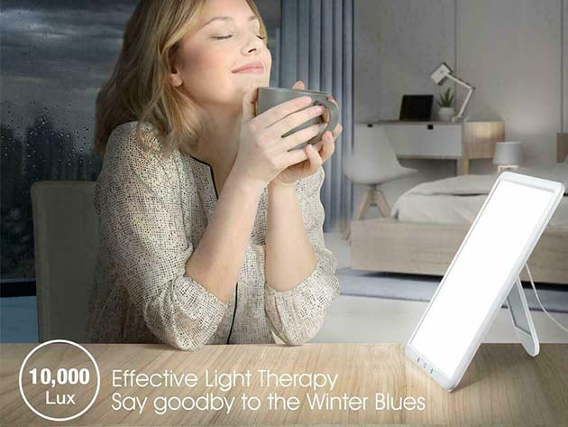 UV-Free 10,000 Lux Bright White Therapy Light with 90° Rotatable Stand