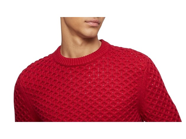 Calvin Klein Men's Honeycomb-Knit Sweater Red Size X-Small