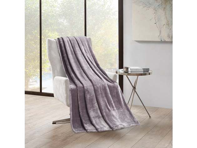 500 Series Solid Ultra Plush Blanket Silver Mauve King