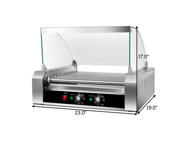 Costway Commercial 30 Hot Dog 11 Roller Grill Cooker Machine W/ cover CE 