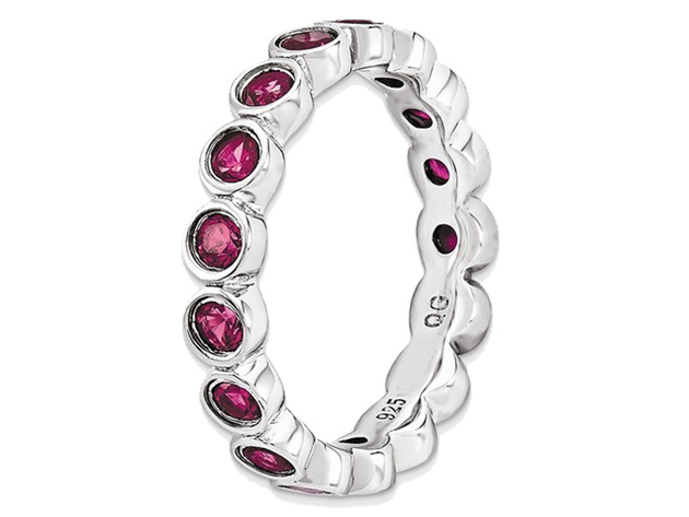 Created Synthetic Ruby Ring 1.70 Carat (ctw) in Sterling Silver - 10