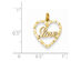 Heart Shaped LOVE Pendant Necklace in 14K Yellow Gold