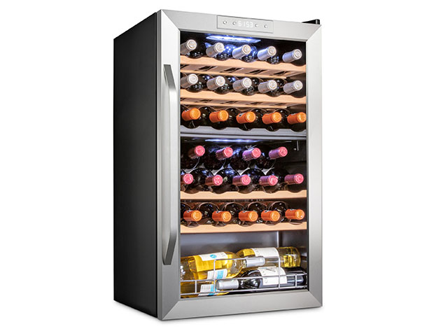 Ivation 33-Bottle Dual-Zone Compressor Wine Cooler (Stainless Steel)