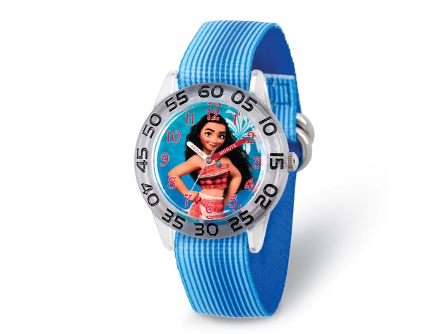 Disney Girls Moana Blue Strap Acrylic Time Teacher Watch