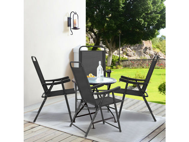 Costway Set Of 4 Folding Sling Chairs Patio Furniture Camping Pool Beach With Armrest 