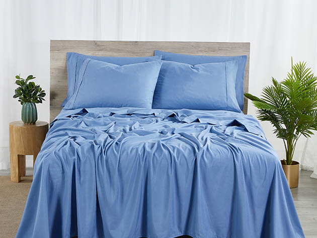 Bamboo 2000 Count 6-Piece Sheet Set with SnugGrip (Blue/King)