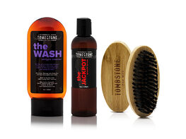 The Wash Salicylic Cleanser & The Jackpot KGF Hair Growth Serum Set + The Beard Brush