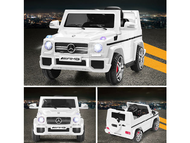 Costway Mercedes Benz G65 Licensed 12V Electric Kids Ride On Car RC Remote Control White\ Black\ Red - White