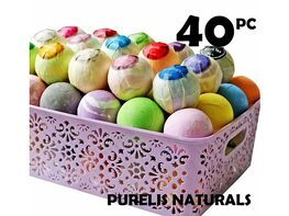 40 Bath Bombs in Large Gift Basket! Natural, Moisturizing