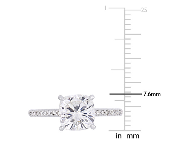 2.00 Carat (ctw) Synthetic Moissanite Engagement Ring in 14K White Gold with Diamonds 1/10 Carat (ctw I1-I2) - 7