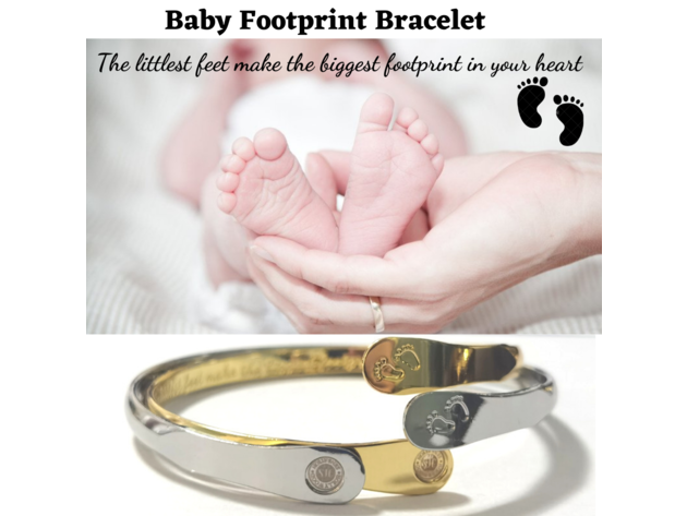 Baby Bracelets, Footprint Bracelets, Engraved Bracelets The littlest feet makes the biggest footprint in your heart- Footprint (Baby)