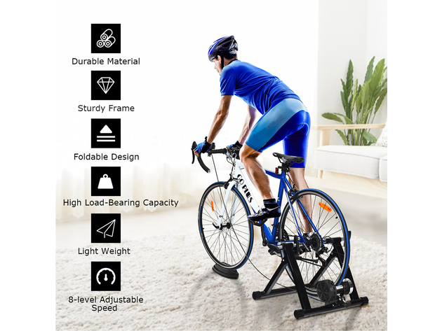 Costway Bike Trainer Bicycle Exercise Stand w/ 8 Levels Resistance - Black