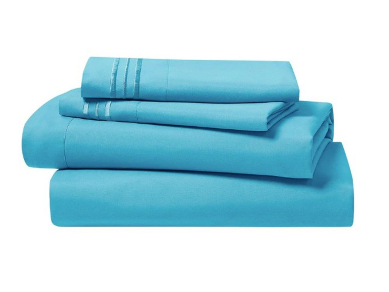 The Luxe 4-Piece Microfiber Bed Sheet Set (Blue/King)