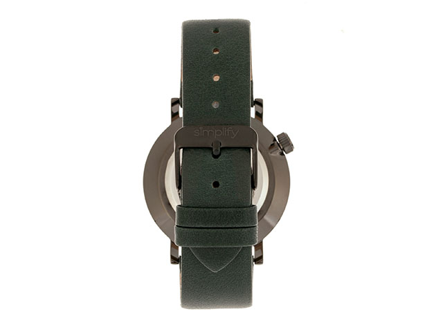 Simplify The 3600 Series Leather Watch (Charcoal/Green)