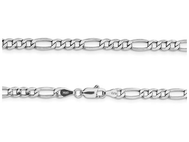 Figaro Chain Bracelet in 14K White Gold 7 Inches (4.75 mm)