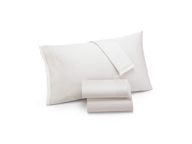 Lucky Brand Fringe 230 Thread Count Pair of 40 Inches x 20 Inches Pillowcases, King Size, Ivory