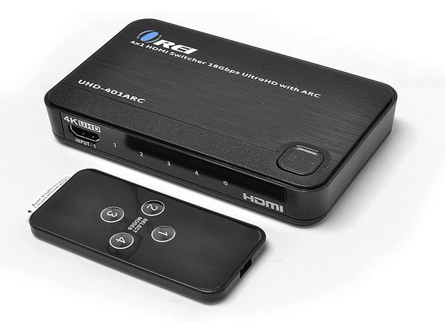 OREI 4K ARC 4x1 HDMI Switcher - Supports 4K @ 60Hz - (4 input, 1 Output) Connect Sound bar With ARC, 4 in 1 Out HDMI Switcher