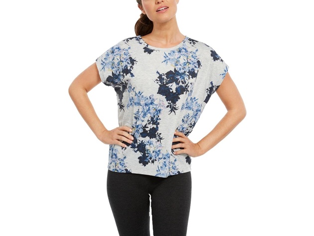 Ideology Women's Printed Yoga T-Shirt Grey Size Extra Large