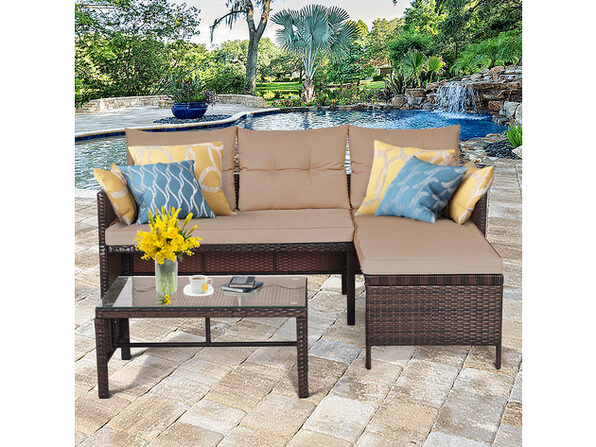 Costway 3 Piece Patio Wicker Rattan Sofa Set Outdoor Sectional Conversation Garden Lawn Stacksocial - 3 Piece Rattan Outdoor Sectional Sofa Set Costway 3 Piece Patio Wicker Rattan Sofa Set Outdoor Sectional Conversation Garden Lawn Stacksocial - 3 Piece Rattan Outdoor Sectional Sofa Set