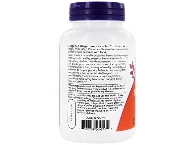 NOW Foods - Quercetin With Bromelain - 120 Vegetable Capsule(s)