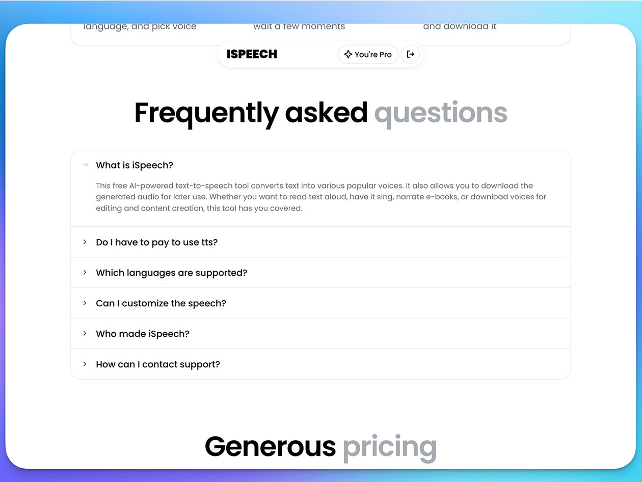 iSpeech AI Text-to-Speech: Lifetime Subscription