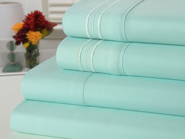 Bamboo Comfort 4 Piece Solid Sheet Sets- King- Aqua - Product Image