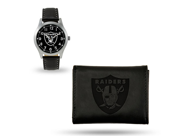 NFL Licensed Black Watch & Wallet Bundle (Oakland Raiders)