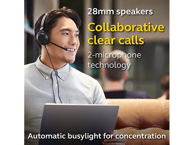 Jabra Evolve2 30 Wired Stereo Headset with 2 Built-in Microphones 