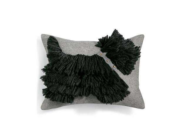 Martha Stewart Collection Stand Out Scottie Decorative Pillow, Featuring Soft Fabric and A Novelty Design, 14 Inch By 18 Inch, Black
