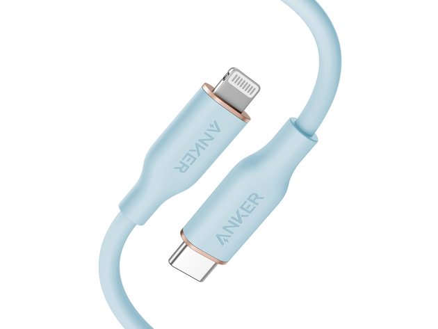 Anker 641 USB-C to Lightning Cable (Flow, Silicone) - 3ft/Misty Blue
