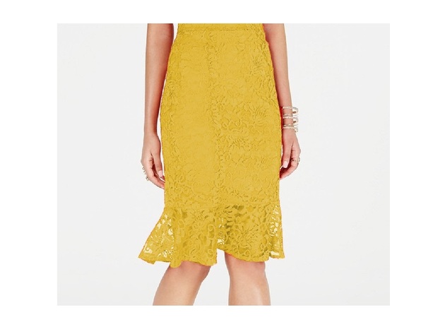 Thalia Sodi Women's Short Sleeve Lace Dress Yellow Size 2 Extra Large