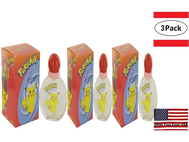 3 Pack Pokemon by Air Val International Eau De Toilette Spray 1.7 oz for Men
