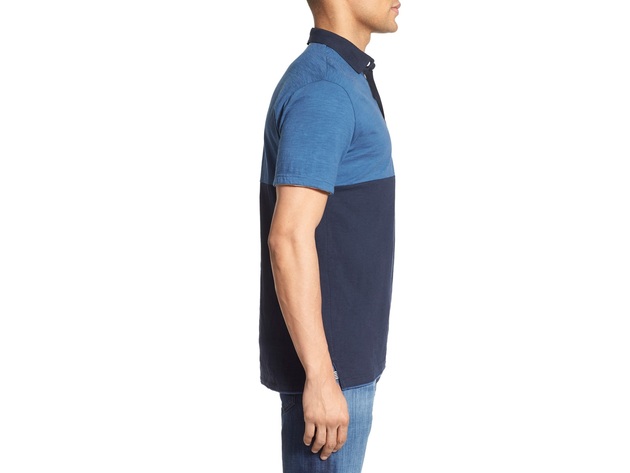 Descendant of Thieves Men's Color Block Polo Shirt with 3 Button-Placket, Size Small, Blue
