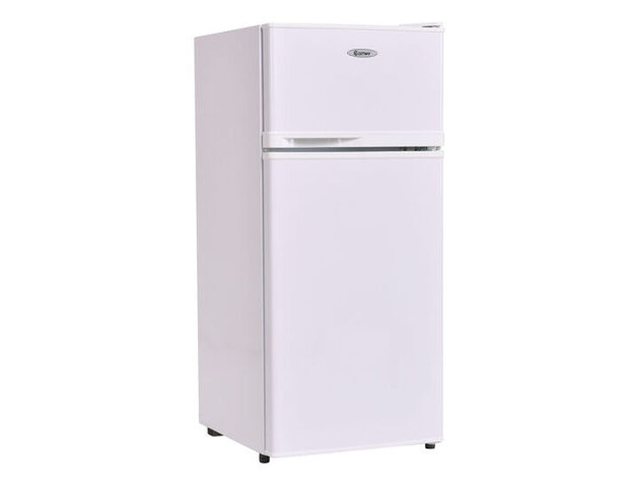 Costway 2-Doors Unit Stainless Steel Compact Mini Refrigerator Freezer Cooler - 3.4 cu ft - Black