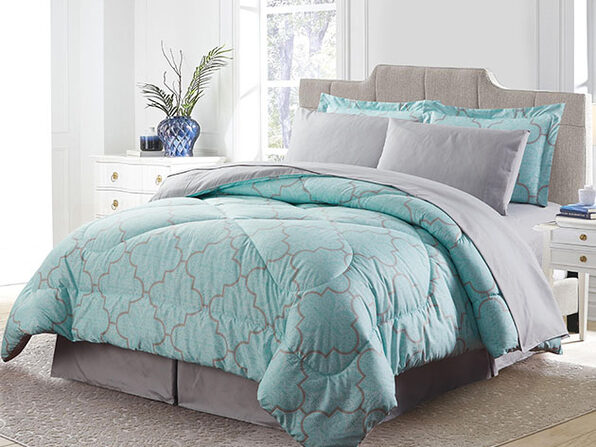 Bibb Home 8 Piece Down Alternative Comforter Set Trellis King