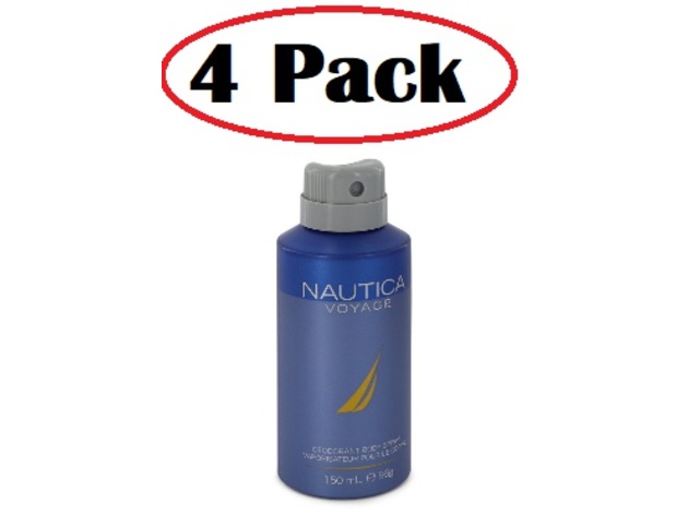 4 Pack of Nautica Voyage by Nautica Deodorant Spray 5 oz