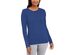 JM Collection Women's Button-Sleeve Crew-Neck Sweater Blue Size Large