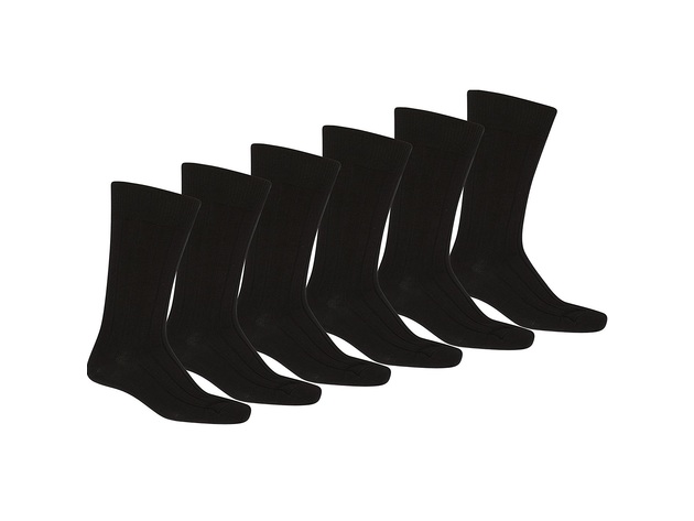 12 Pack of Daily Basic Men Black Solid Plain Dress Socks - Black