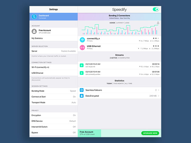 Speedify 10 Bonding VPN: 1-Yr Subscription