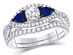 1.35 Carat (G-H, I1-I2) Diamond Engagement Ring Bridal Wedding Set in 14K White Gold with Blue Sapphires - 8.5