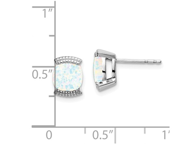 1.75 carat (ctw) Lab Created Solitaire Opal Earrings in 14K White Gold