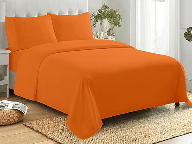 4-Piece Microfiber Sheet Set (Orange/Full)