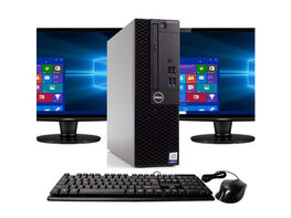 Dell Optiplex 3050 Desktop PC, 3.2GHz Intel i5 Quad Core Gen 7, 16GB RAM, 1TB SSD, Windows 10 Professional 64 bit, Dual (2) NEW 24" Screens Screen (Renewed)