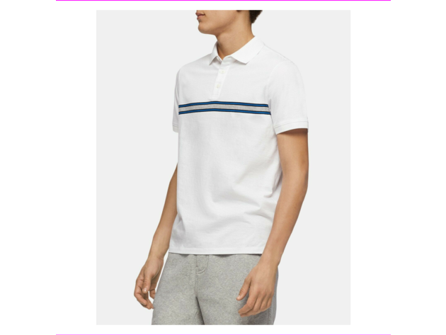 Calvin Klein Men's Engineered Stripe Polo Shirt White Size XX-Large