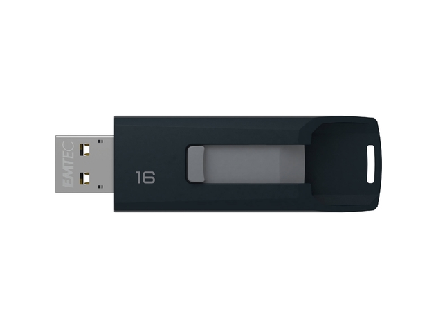 Emtec 16 Gygabytes Convenient Slide-To-Open Retractable System USB 2.0 Flash Drive (New Open Box)