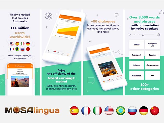 MosaLingua Premium (Language Learning): One Year Subscription