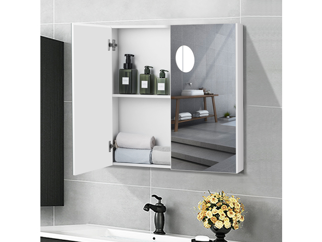 Costway Bathroom Cabinet Medicine Cabinet Wall Mount Double Door with ...