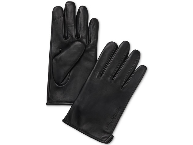 Calvin Klein Men's Leather Gloves Black Size Medium | StackSocial