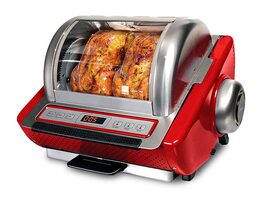 Ronco EZ-Store Large Capacity (15lbs) Countertop Rotisserie Oven (Red)