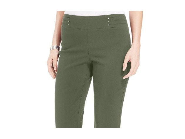 JM Collection Women's Petite Studded Pull-On Pants Petite & Petite Short Green Size Petite